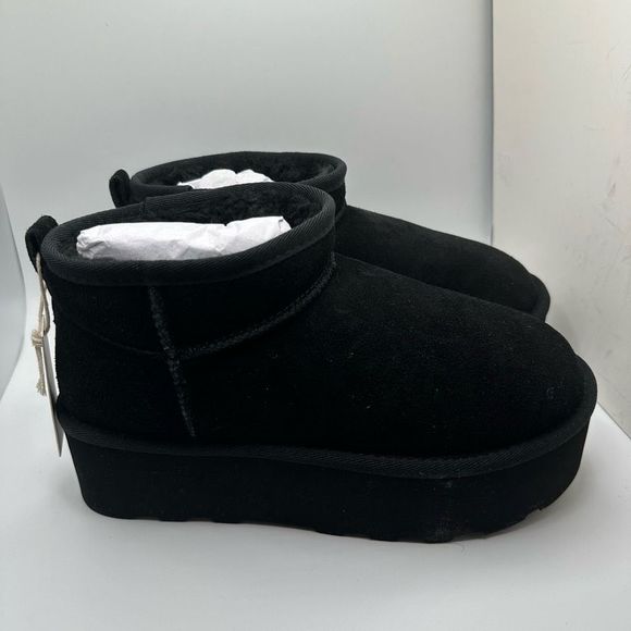 CUSHIONAIRE Women's Genuine Suede pull platform boot +Memory Foam 7.5 BLACK - Picture 1 of 7